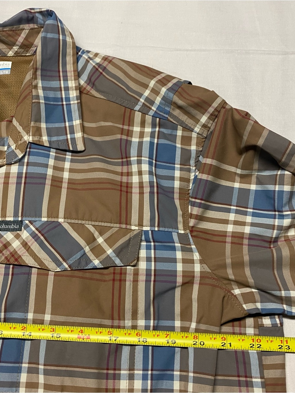 Columbia Brown and Blue Plaid Long Sleeve Shirt - Picture 3 of 5